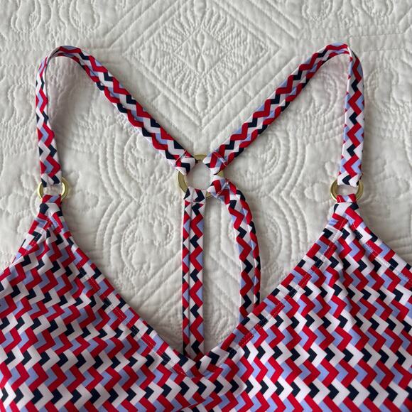 Kona Sol One Piece Swim Suit Red White Blue Gold Hardware USA Patriotic 18 NWT - Picture 5 of 10